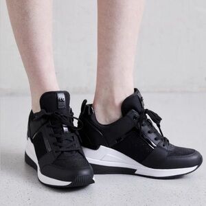 Michael Michael Kors Georgie Nylon & Crocodile Embossed Leather Trainer, size 10